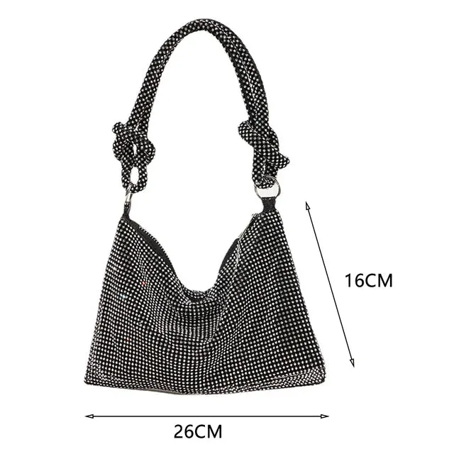 Knotted Black Rhinestone HandBag