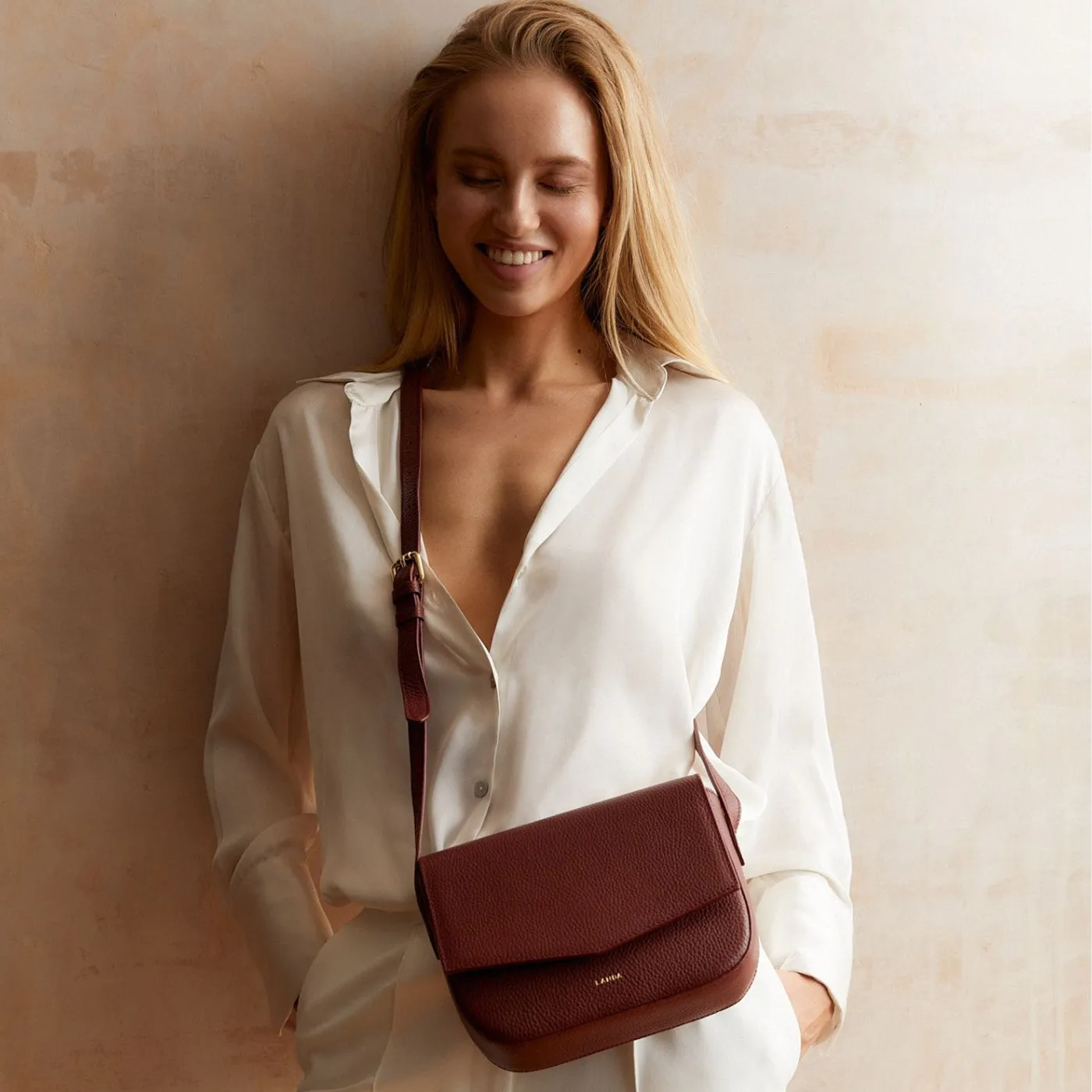 Landa Leather Mini Olivo Crossbody | Burgundy