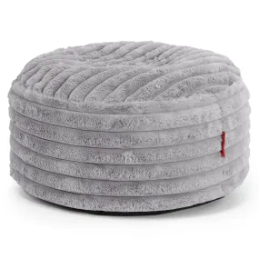 Large Round Footstool - Ultra Plush Cord Grey