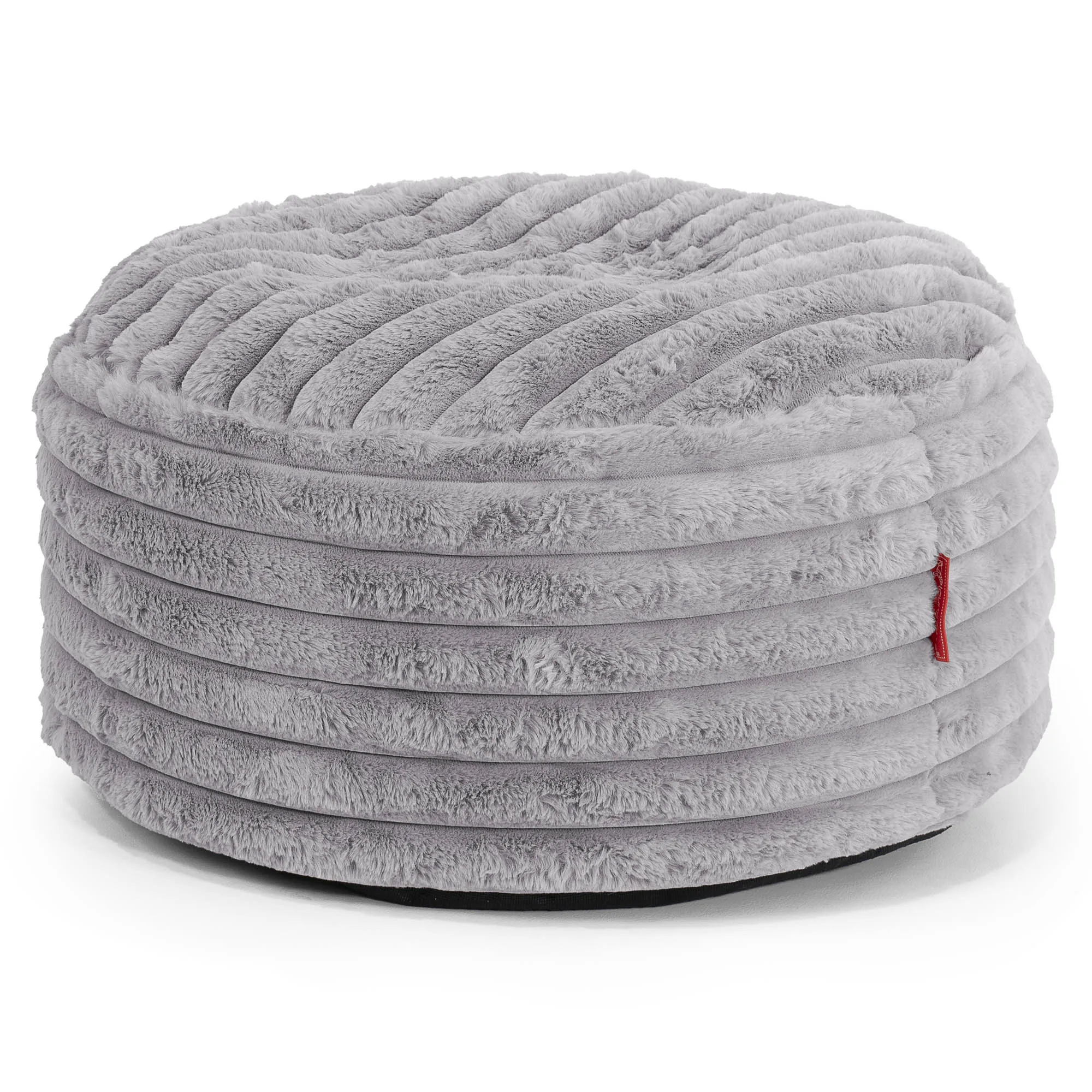 Large Round Footstool - Ultra Plush Cord Grey