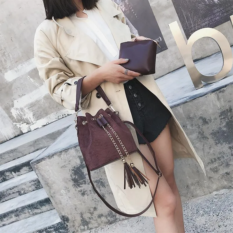 Leather Mini Crossbody Handbags Selena Bucket Bag For Women