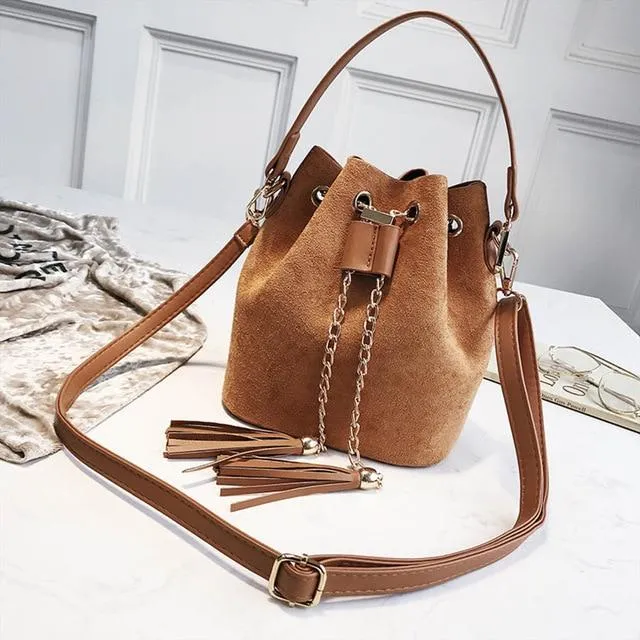 Leather Mini Crossbody Handbags Selena Bucket Bag For Women