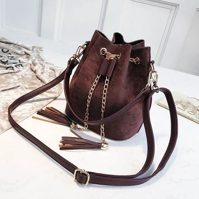 Leather Mini Crossbody Handbags Selena Bucket Bag For Women