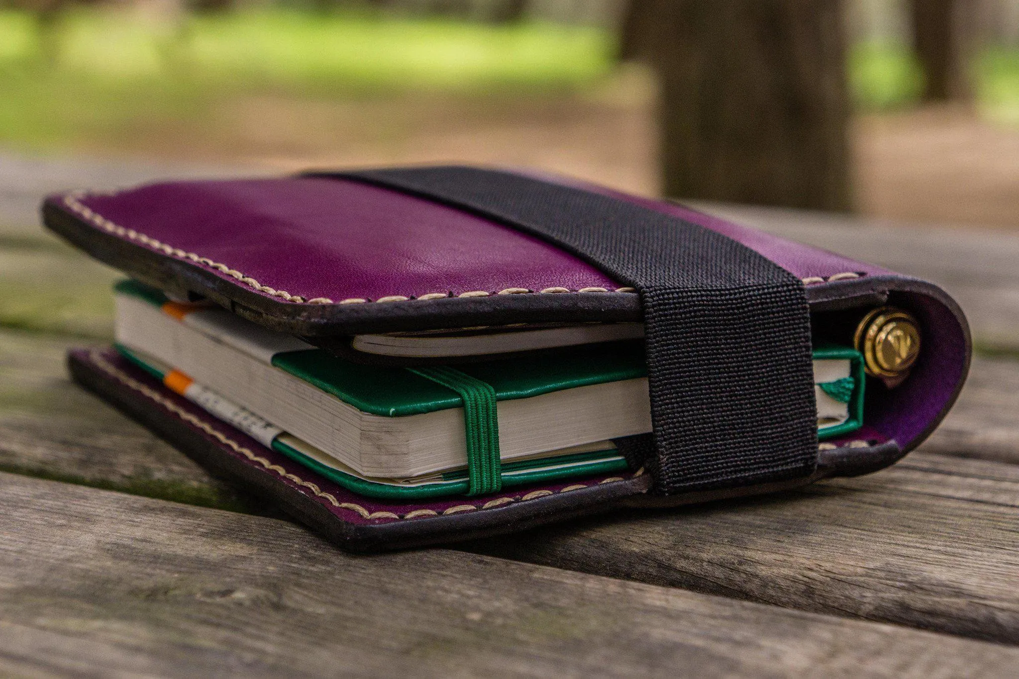 Leather Pocket Moleskine Journal Cover - Purple