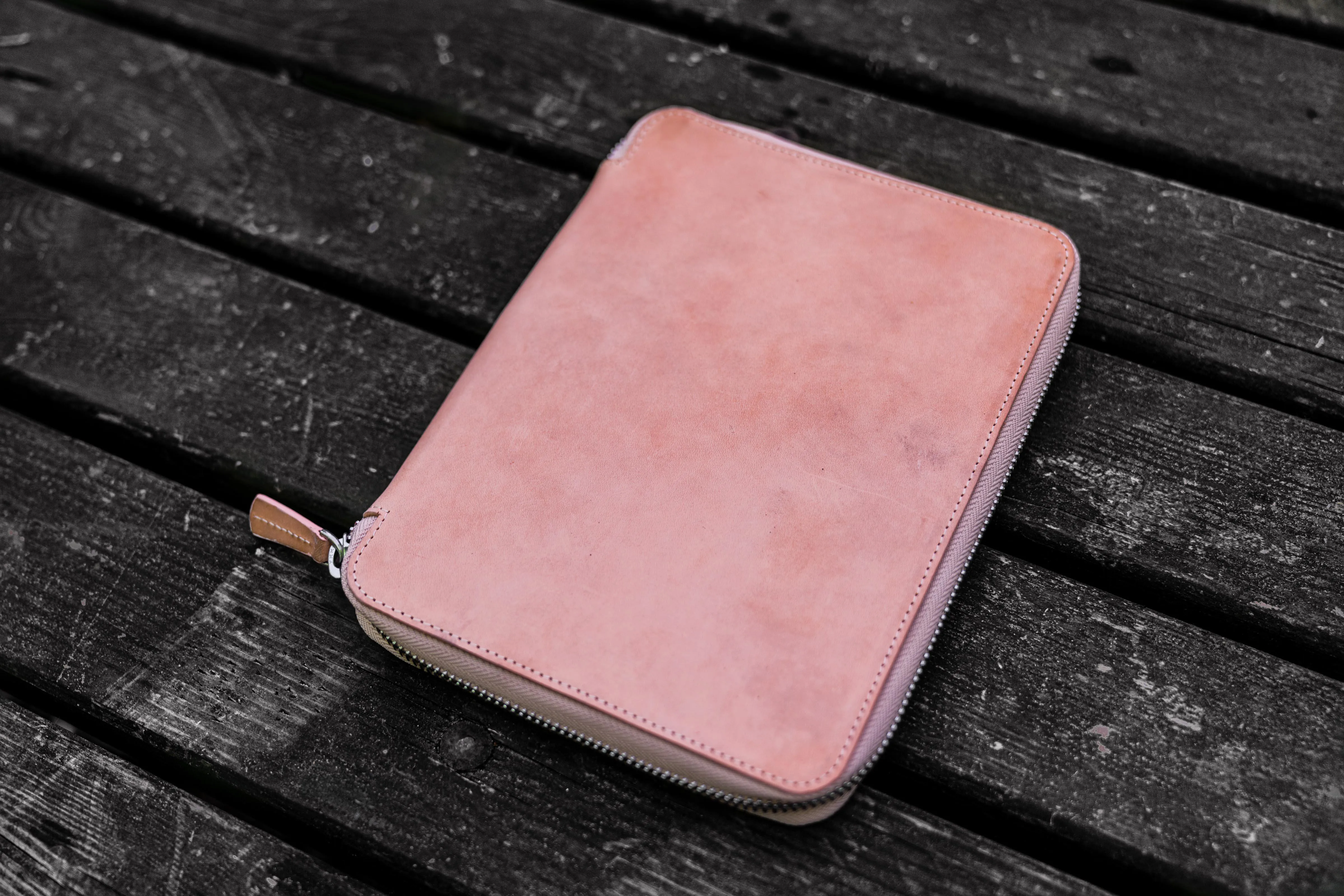 Leather Zippered Rhodia A5 Notebook & iPad Mini Folio - Undyed Leather