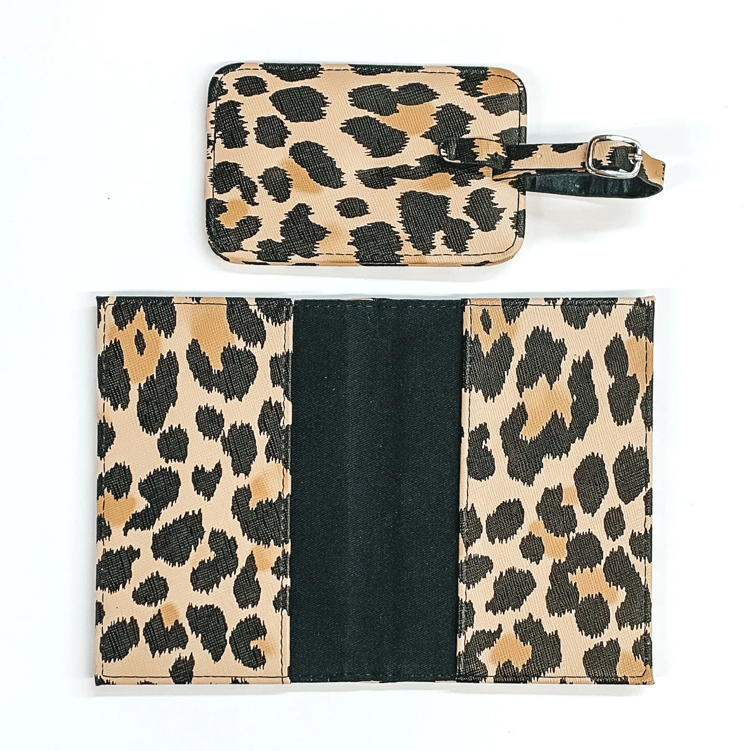 Leopard Print Passport and Luggage Tag Set