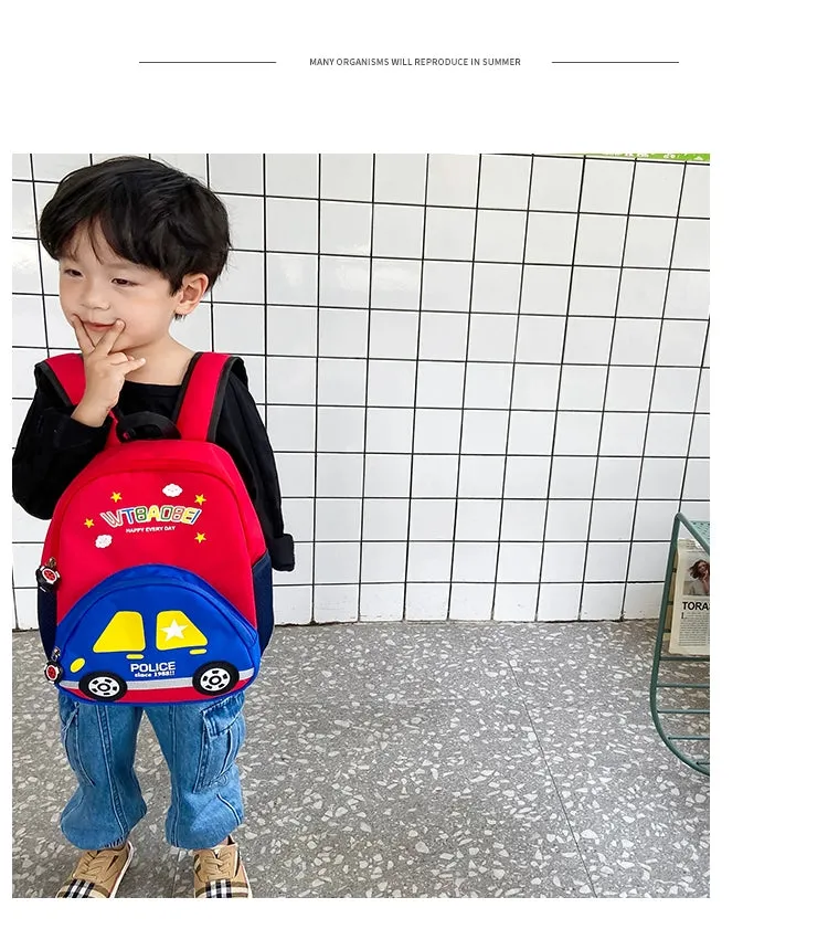 Lightweight Cartoon Car Backpack for Kindergarten Kids - Back to School Collection