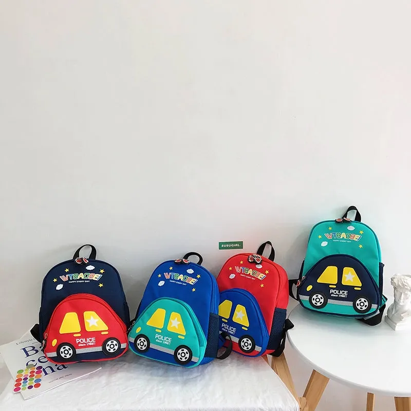 Lightweight Cartoon Car Backpack for Kindergarten Kids - Back to School Collection