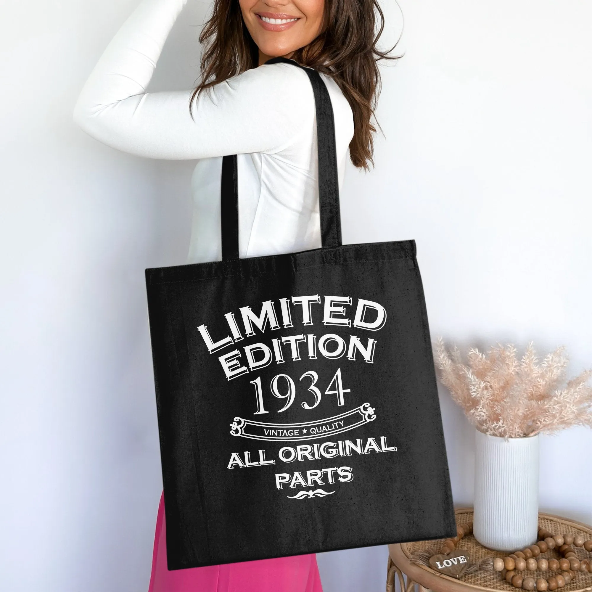 Limited Edition 1934 Tote Bag, Birthday Gift, Cotton Bag for Life, Vintage Quality, All Original Parts, Unique Present