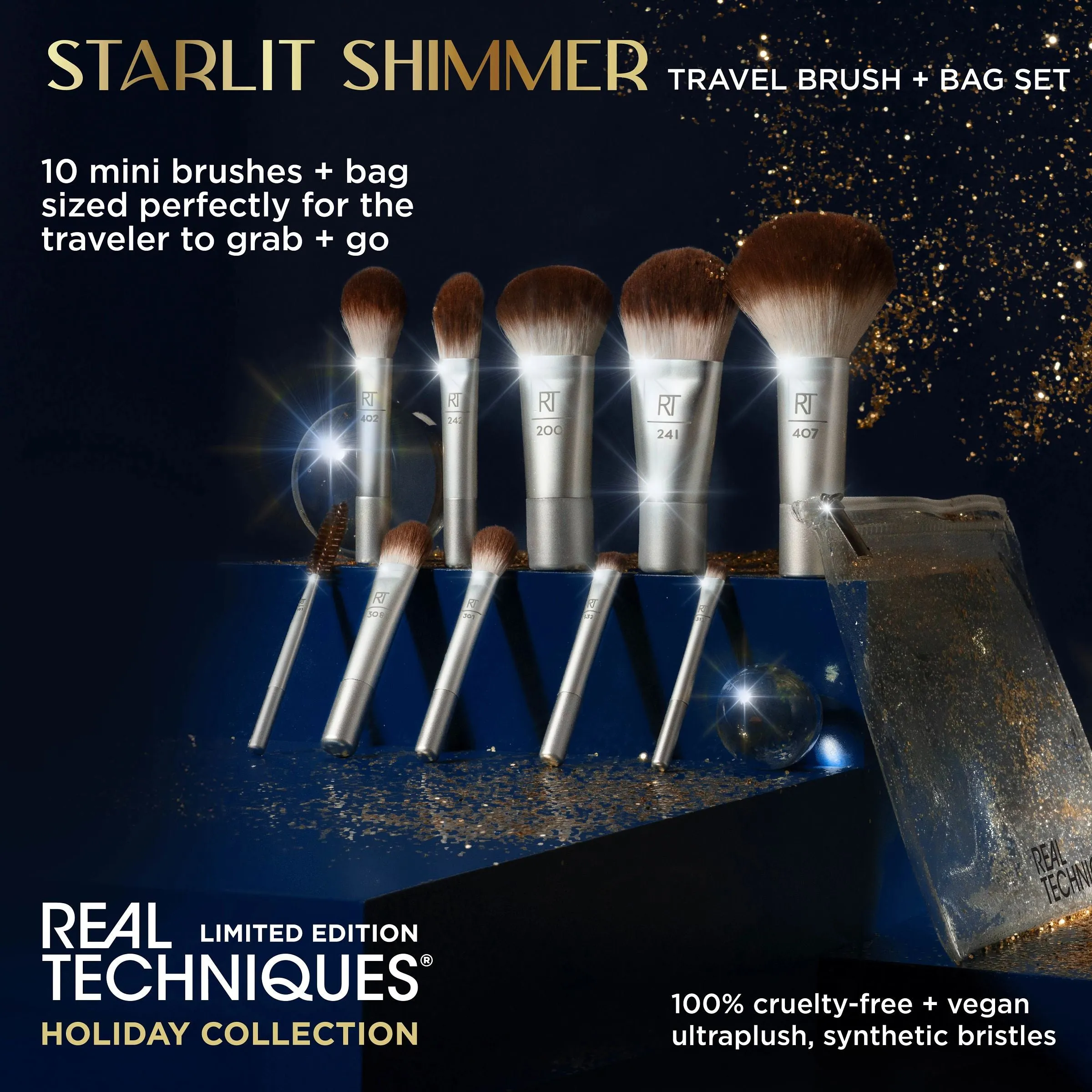 Limited Edition Starlit Shimmer Travel Brush   Bag Set