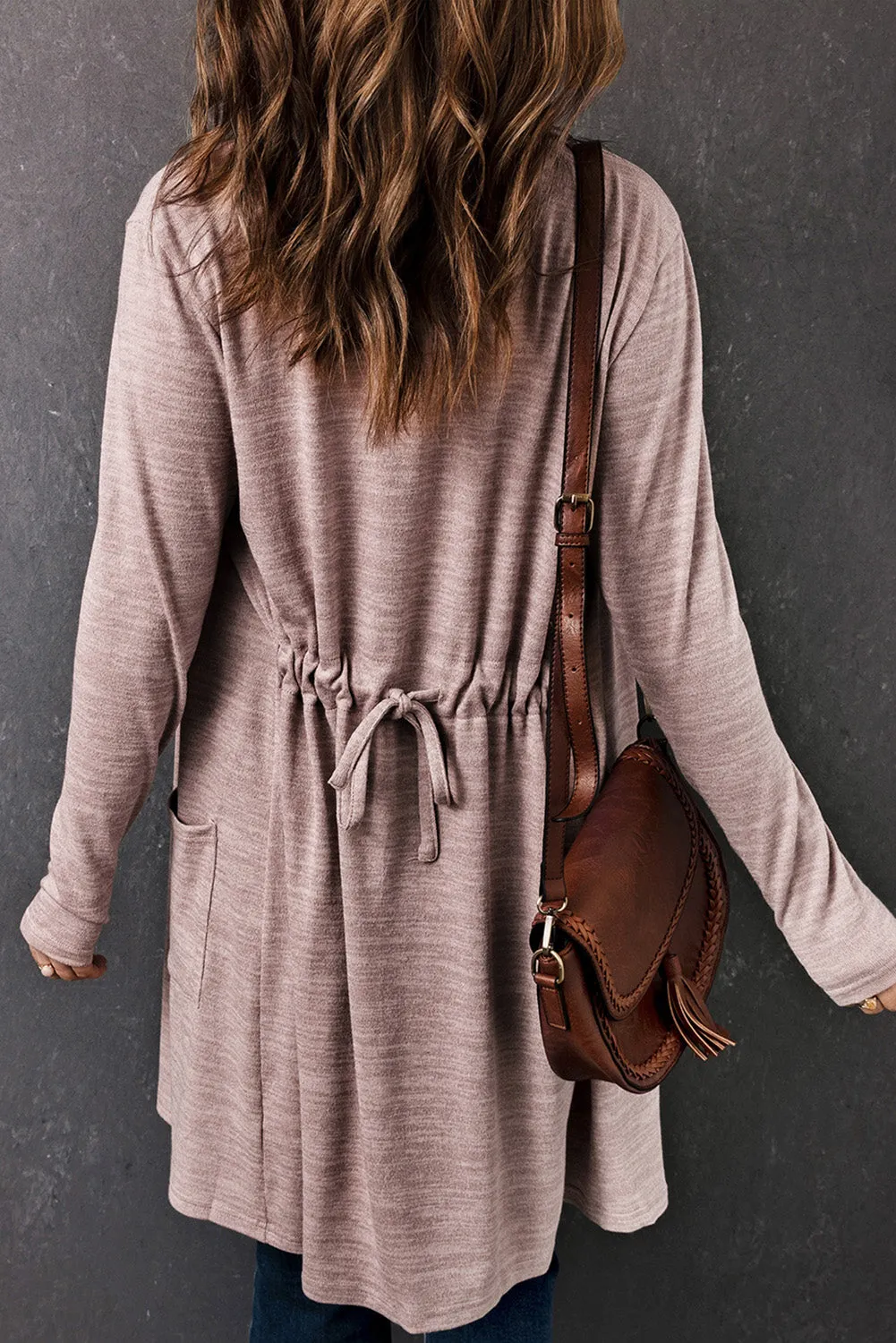 Long Sleeve Open Front Cardigan with Pocket