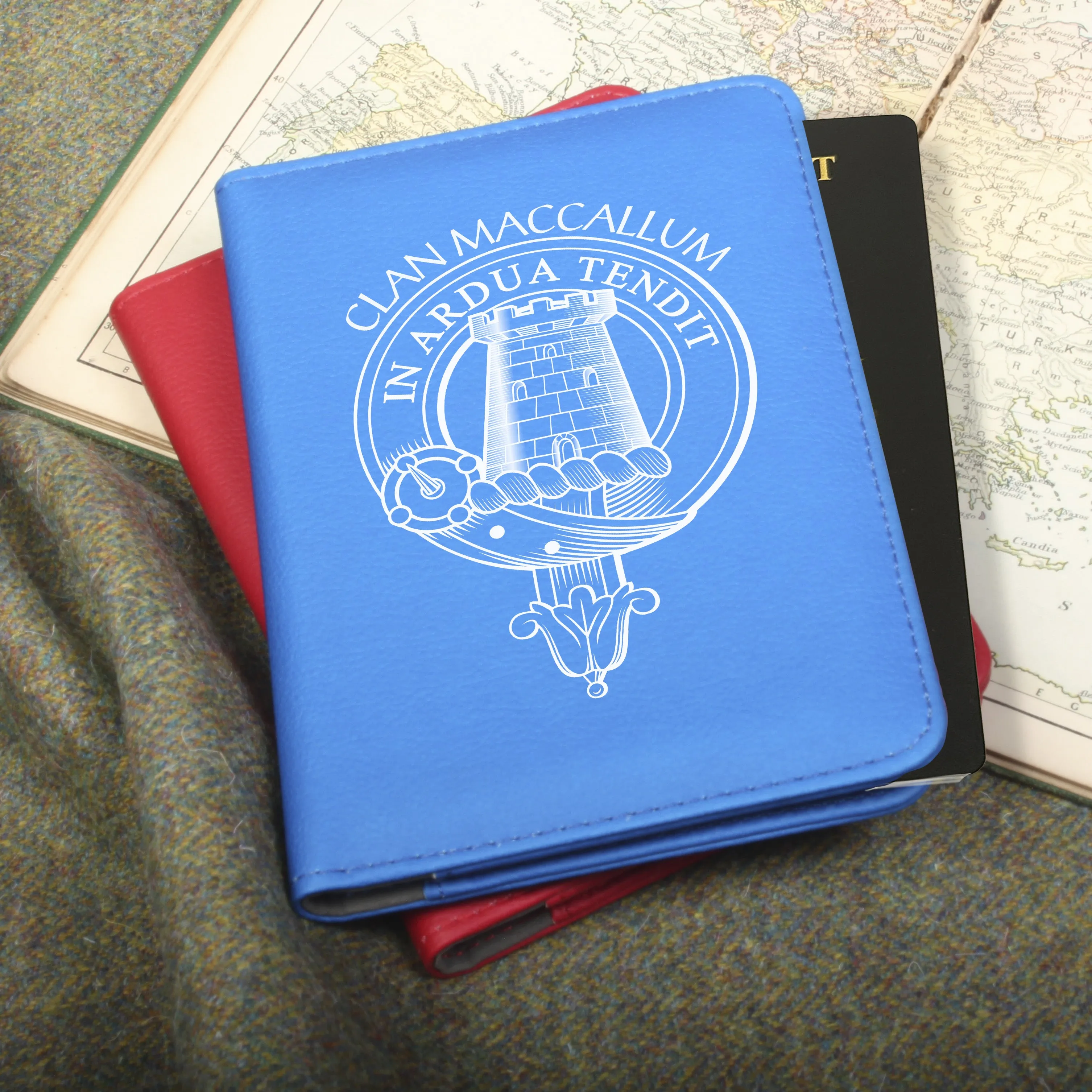 MacCallum Clan Crest Leather Passport Cover