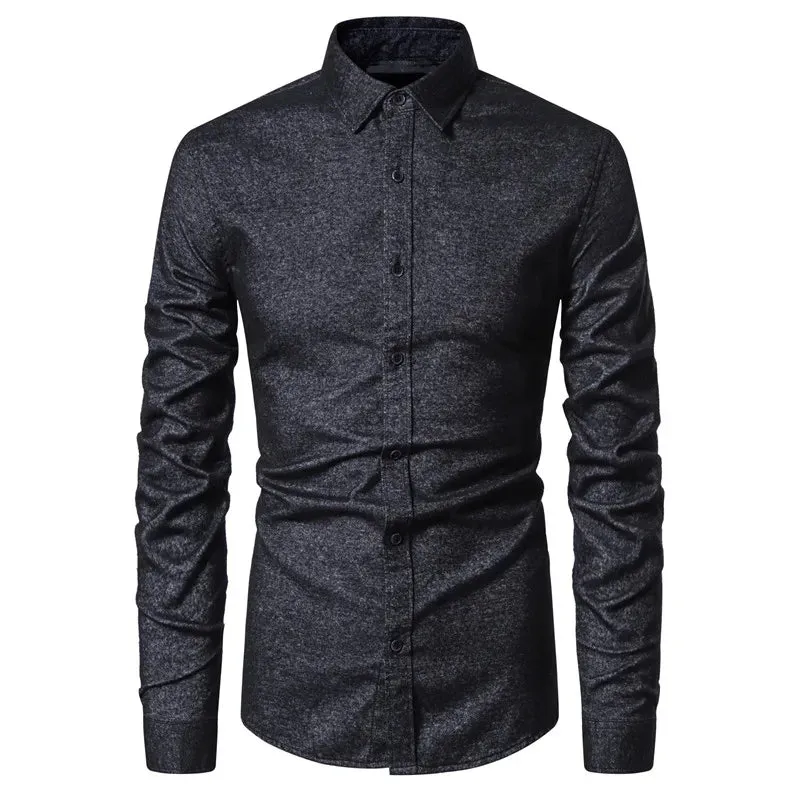 Men's Long Sleeve High quality Designer Shirt Front Patch Chest Pocket Slim Button-down Collar Thick Work Shirts Men's Clothing