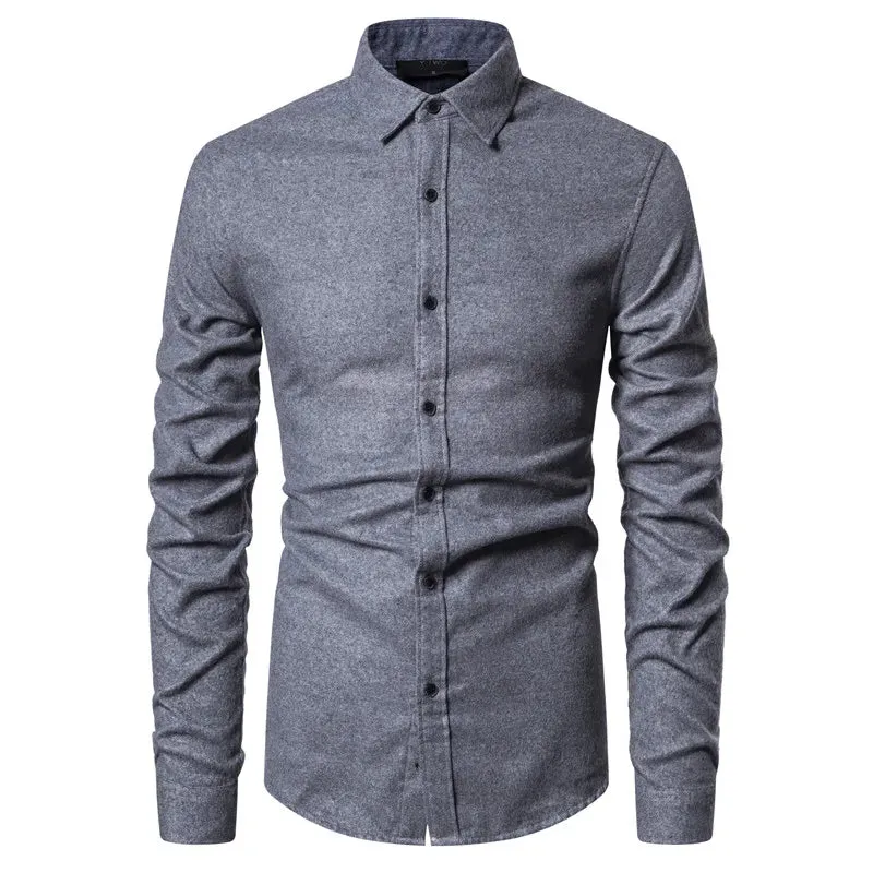 Men's Long Sleeve High quality Designer Shirt Front Patch Chest Pocket Slim Button-down Collar Thick Work Shirts Men's Clothing