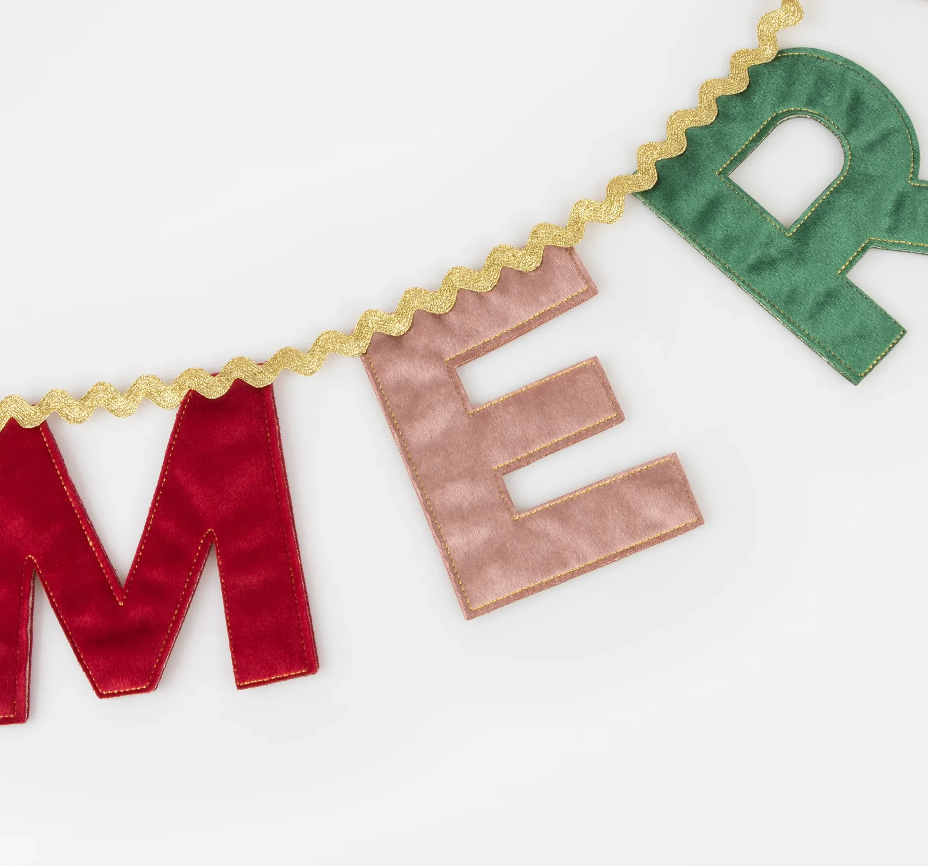 Merry Christmas Velvet Pennant Garland