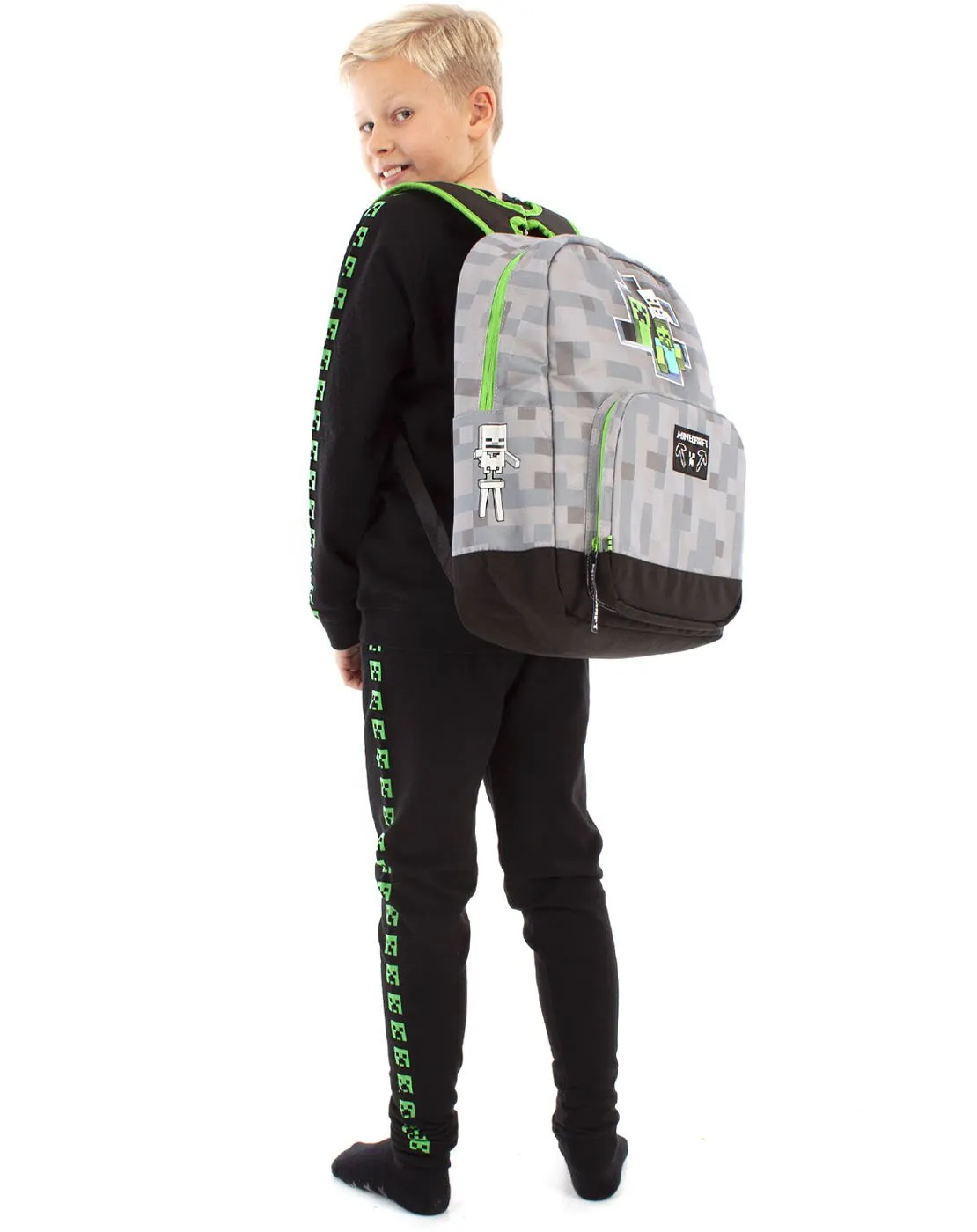 Minecraft Creeper Zombie Skeleton Breakthrough Backpack - Grey