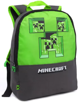 Minecraft Pixel Creeper School Backpack - Grey