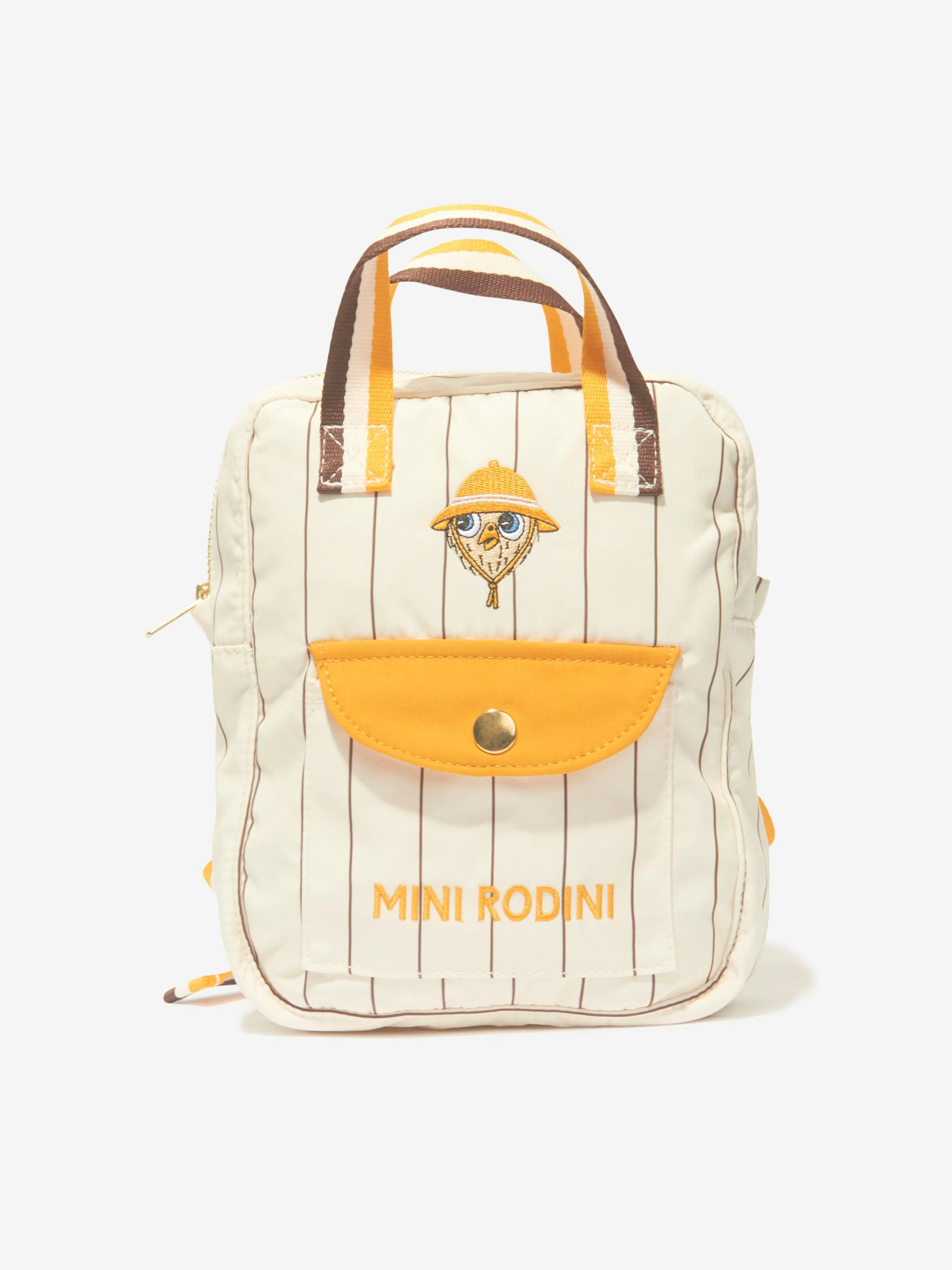 Mini Rodini Kids Owl Embroidered Mini Backpack in Ivory