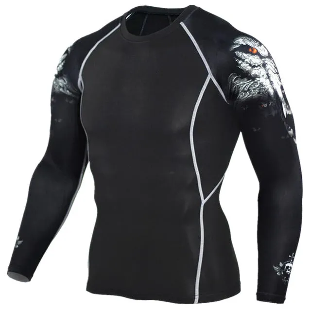 MMA Crossfit Printed Compression Long Sleeve Shirt