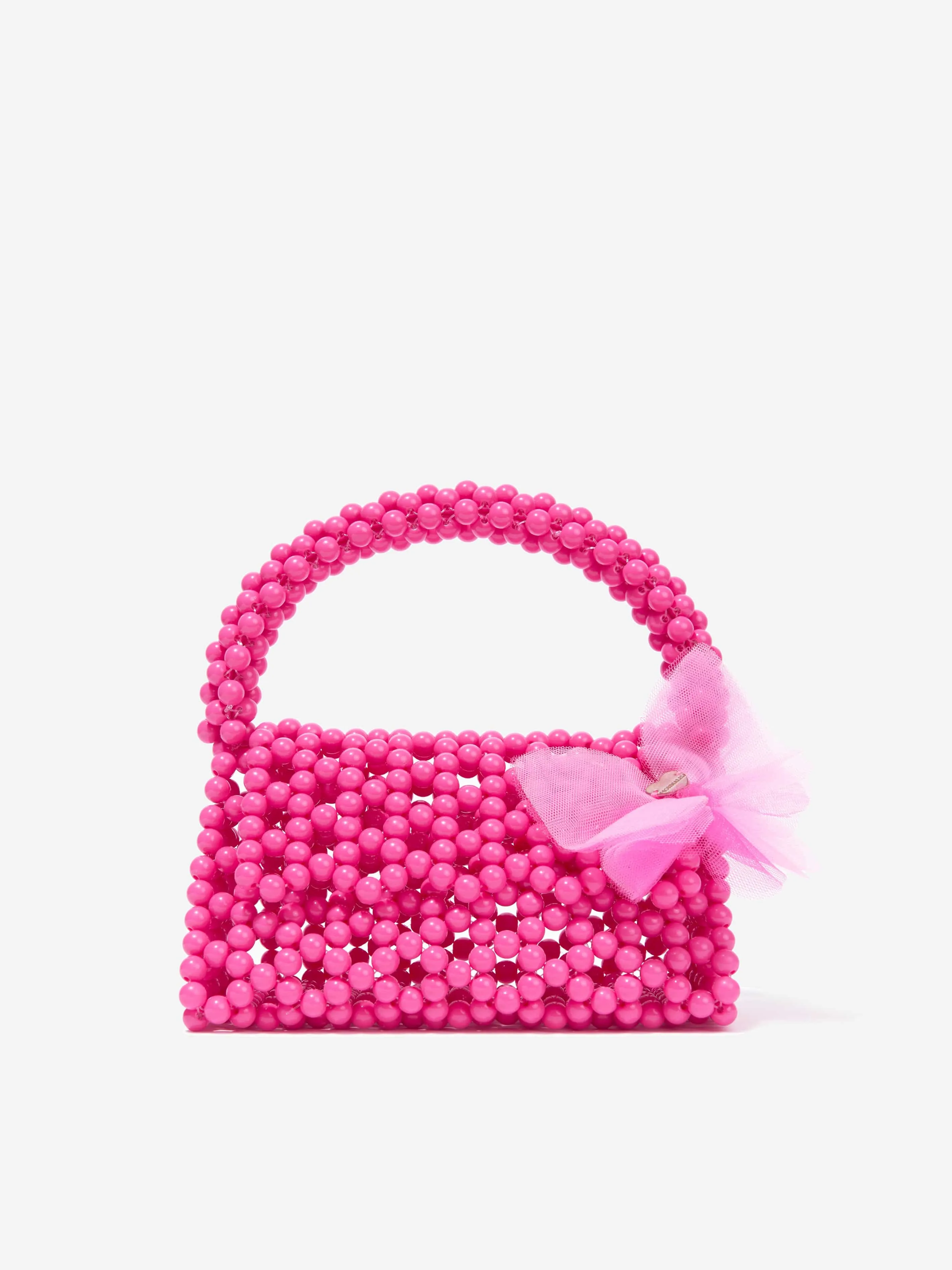 Monnalisa Girls Pearl Beaded Handbag in Pink