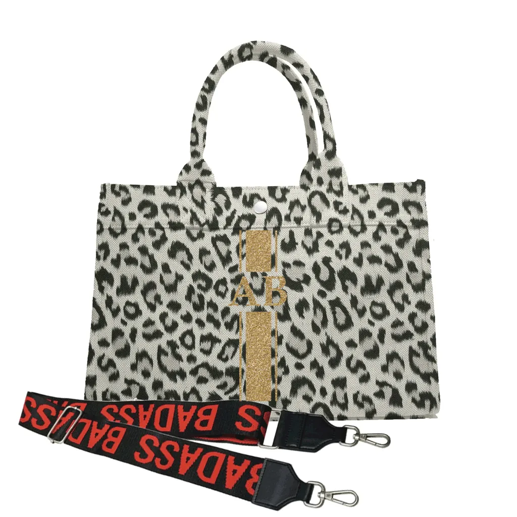 Monogram Stripe Midi East West Bag: Leopard