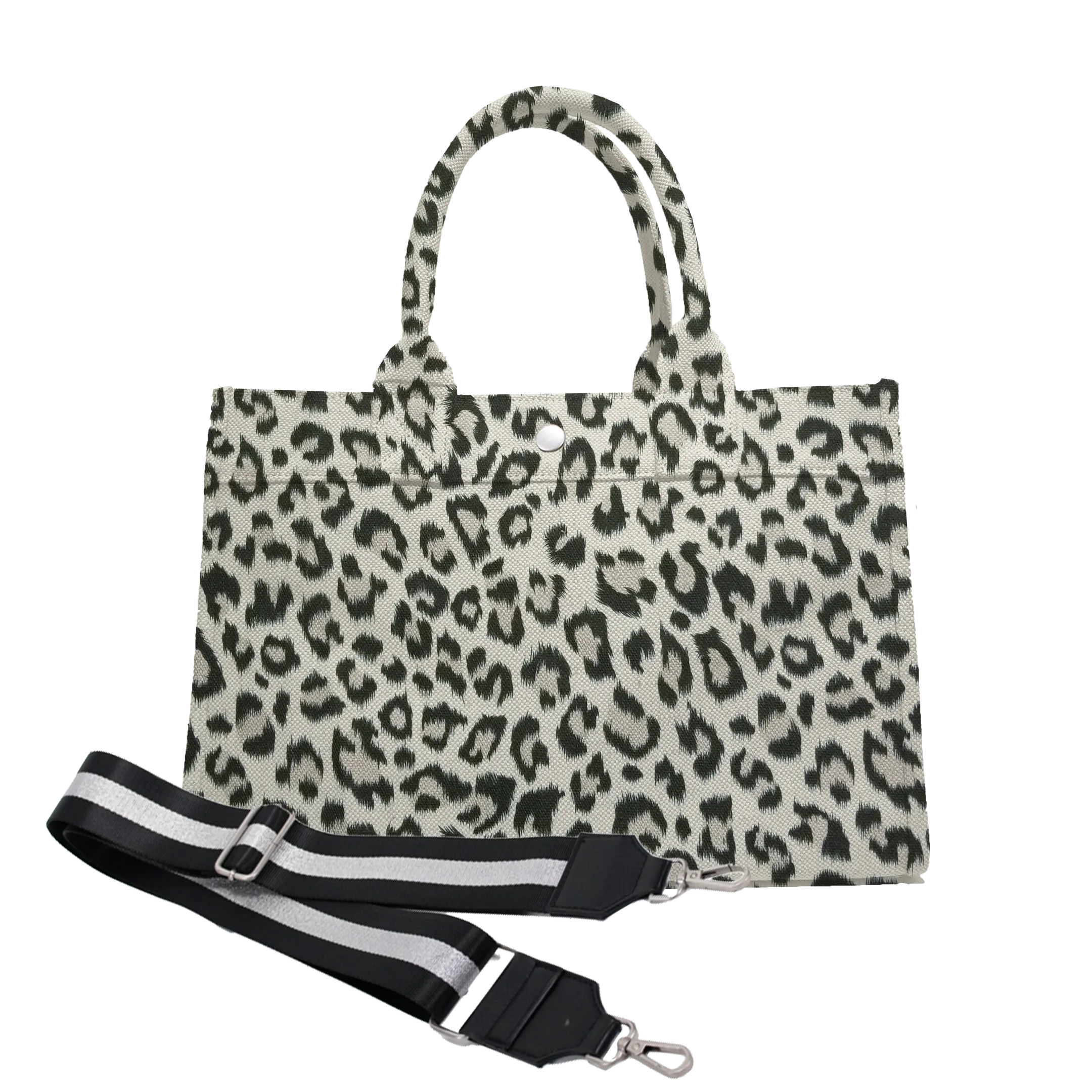 Monogram Stripe Midi East West Bag: Leopard