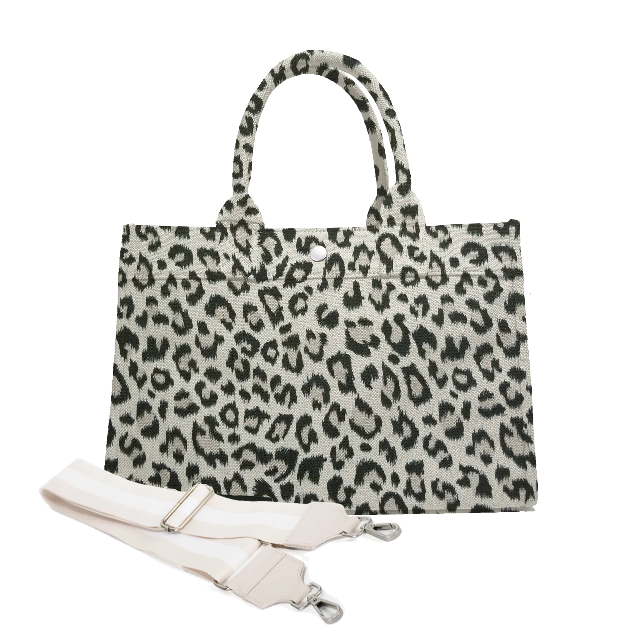 Monogram Stripe Midi East West Bag: Leopard