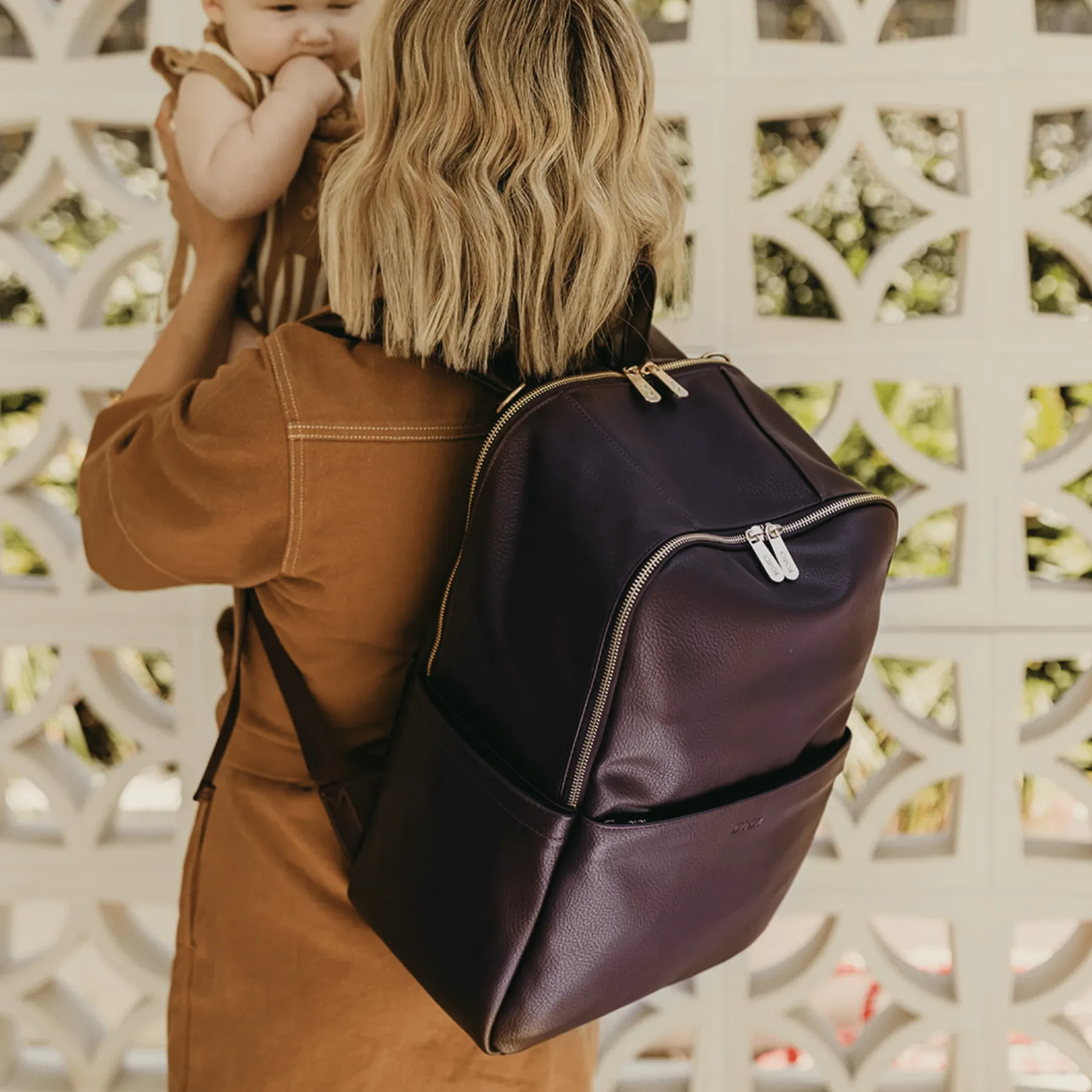 Multitasker Nappy Backpack - Mulberry Vegan Leather