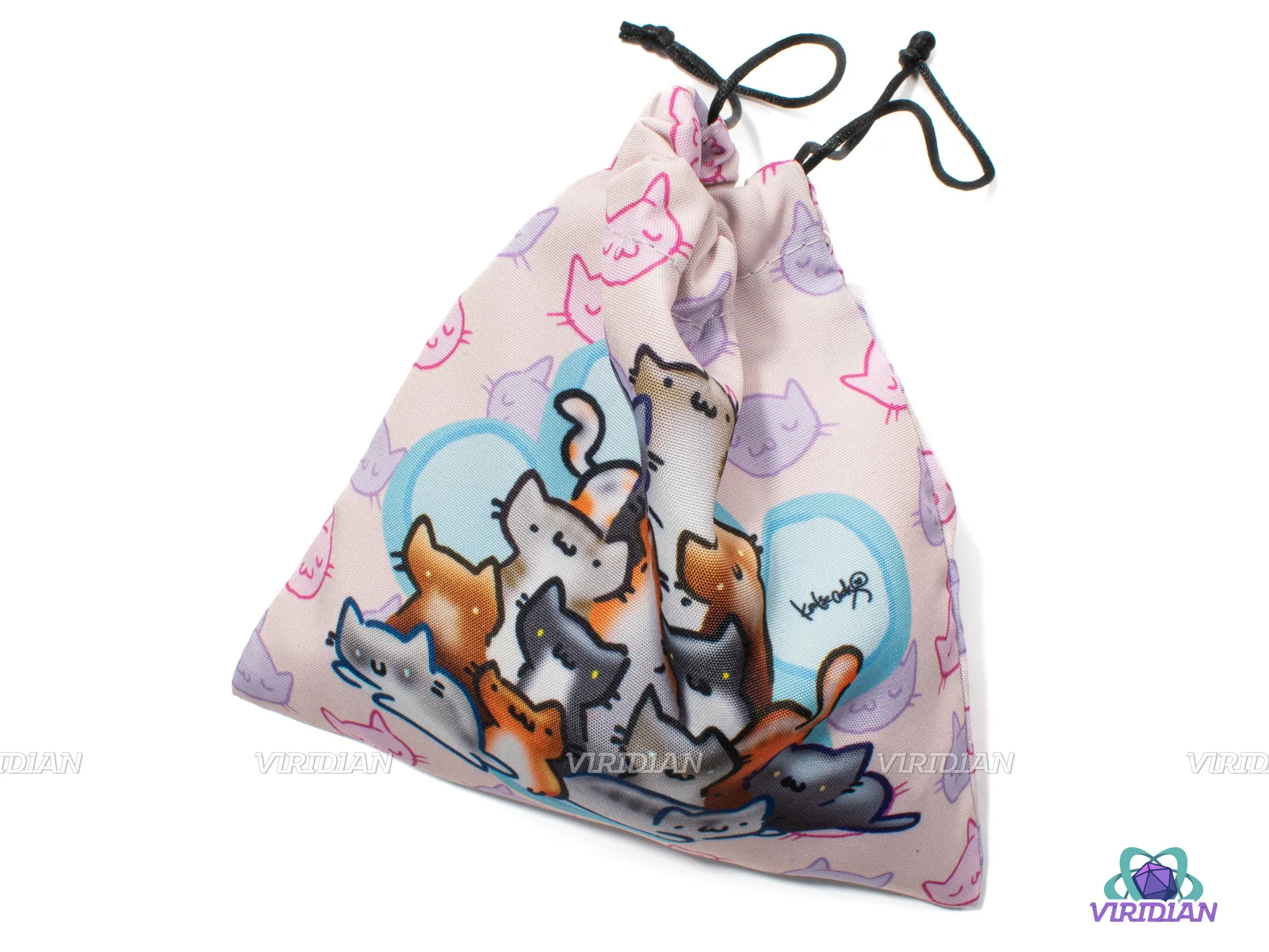 Munchkin Kittens | Cute Cat Themed Pink TTRPG/Storage Large (~150) Dice Bag | Steve Jackson Games