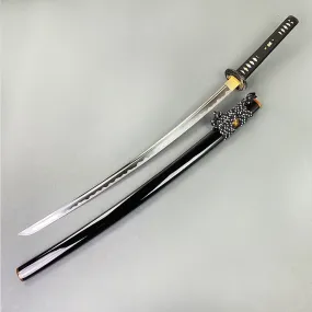 Musashi Gold Series 42" Hand forged "Flower" 1095 Katana Black