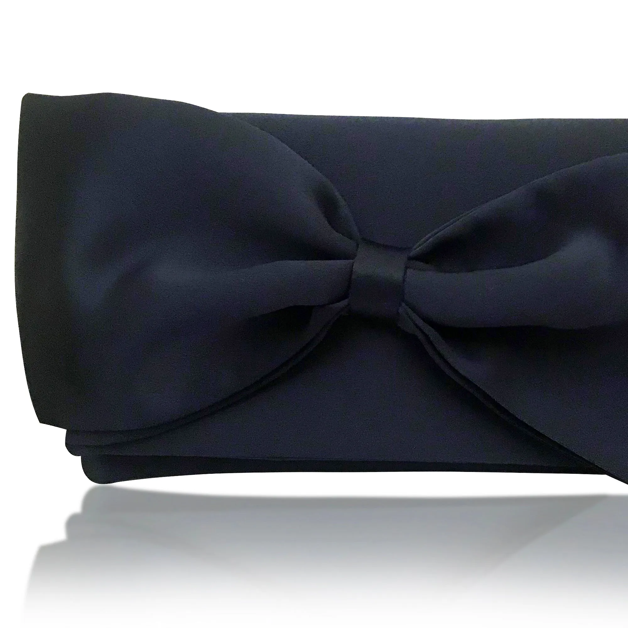 Navy satin bow clutch handbag QUINN