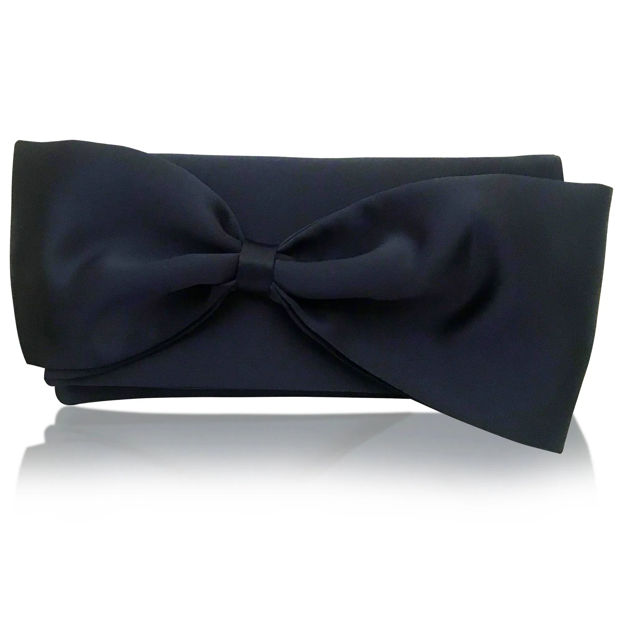 Navy satin bow clutch handbag QUINN