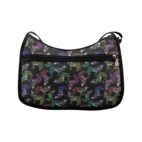 Neon Floral Wolves Crossbody Bags