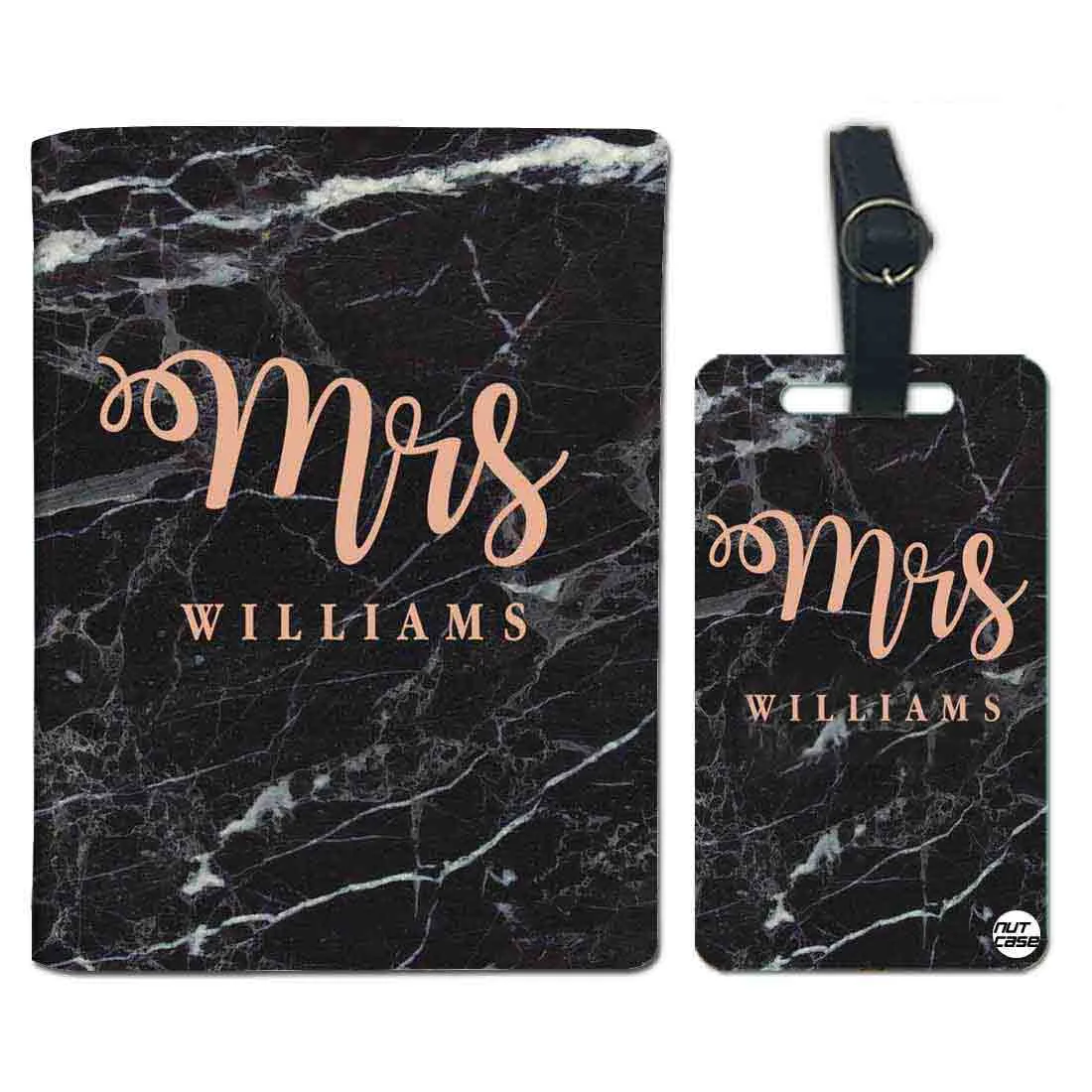 New Customized Passport Holder - Mrs Black Marble