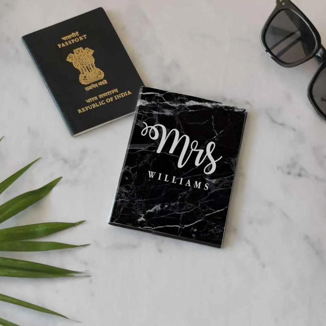 New Customized Passport Holder - Mrs Black Marble