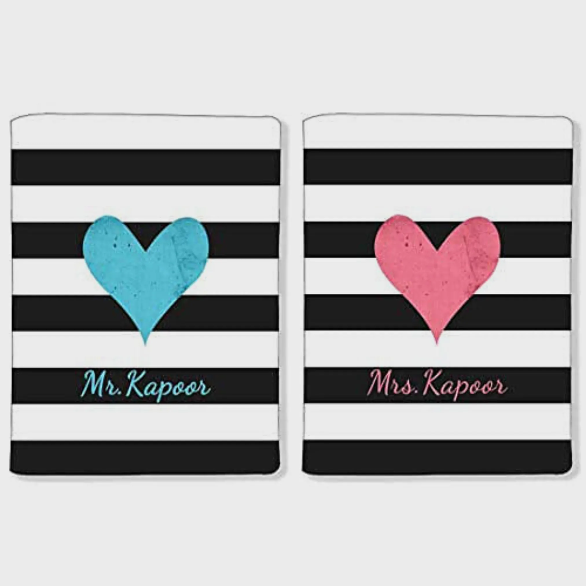 Nutcase Customized Passport Cover for Couples Travel Holder for Men Women-Black Stripes Hearts