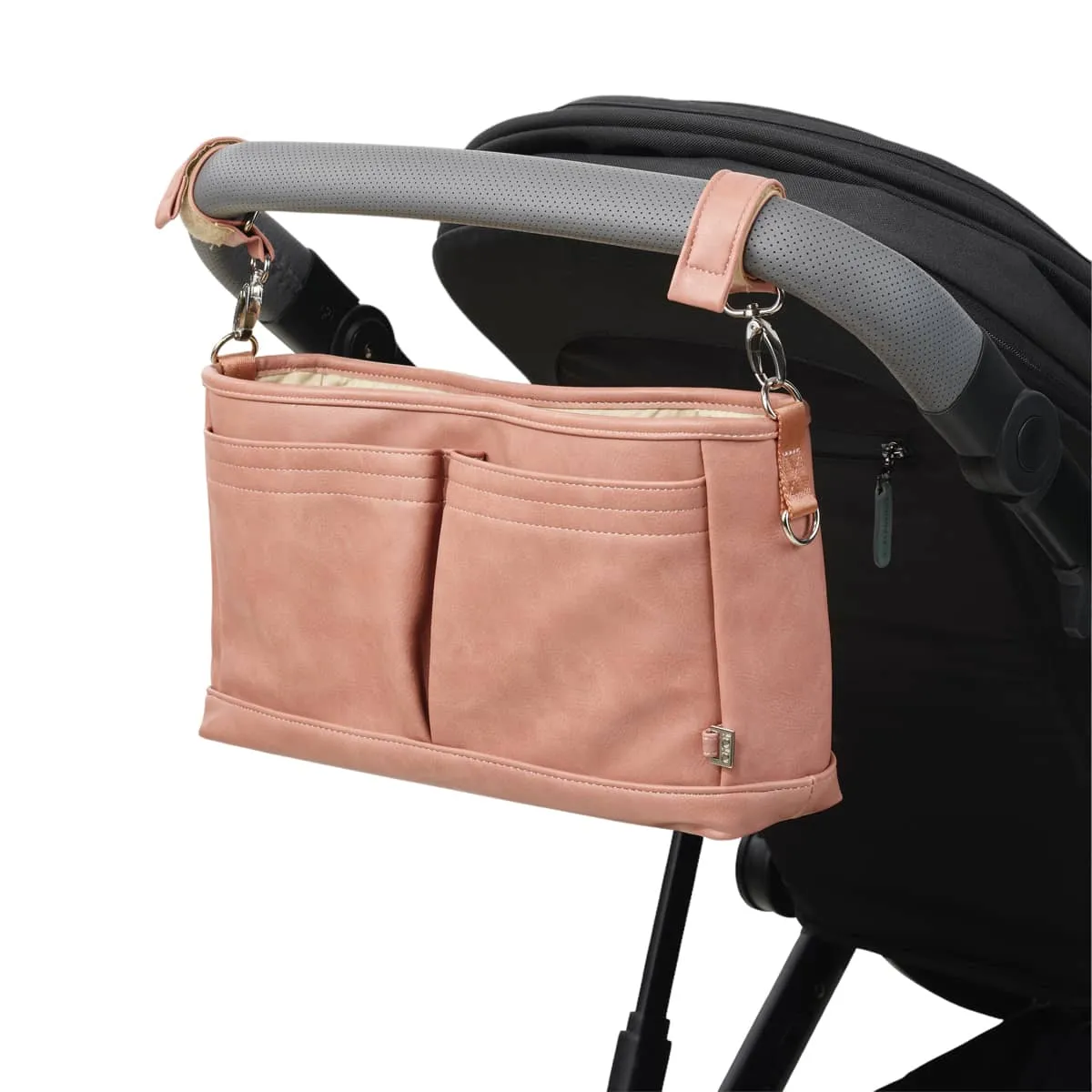 OiOi Vegan Leather Stroller Organiser/Pram Caddy - Dusty Rose