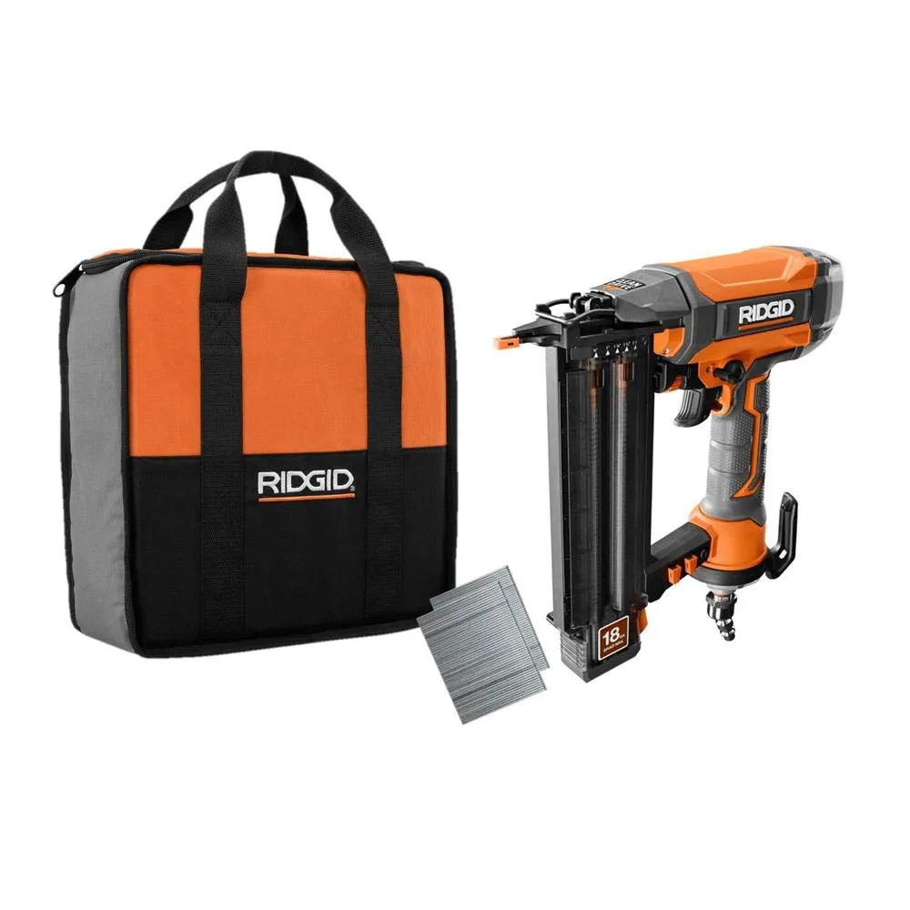 Open Box - RIDGID r213bnf 18-Gauge 2-1/8" Brad Nailer with CLEAN DRIVE Technology, Tool Bag