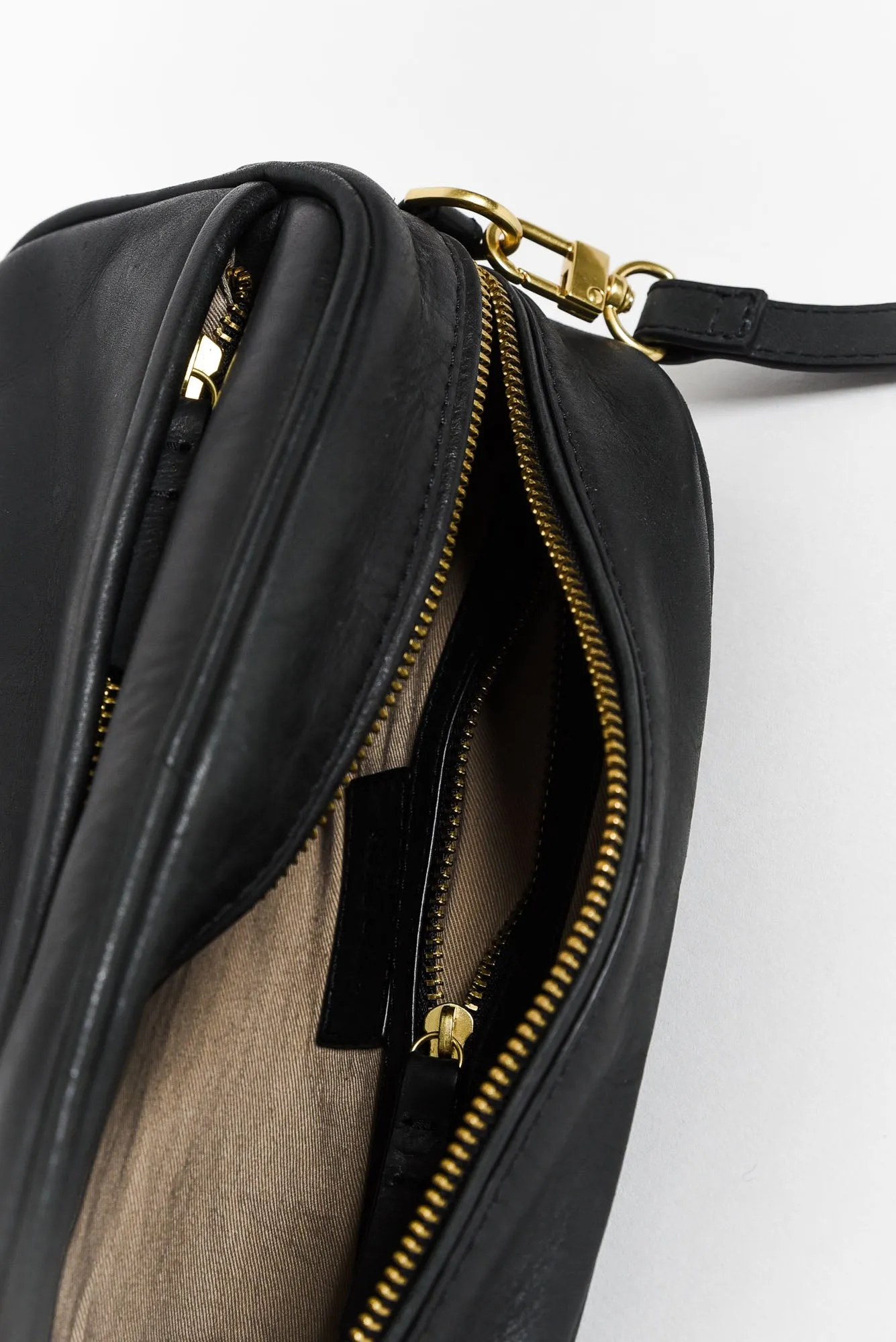 Opera Black Leather Crossbody Bag