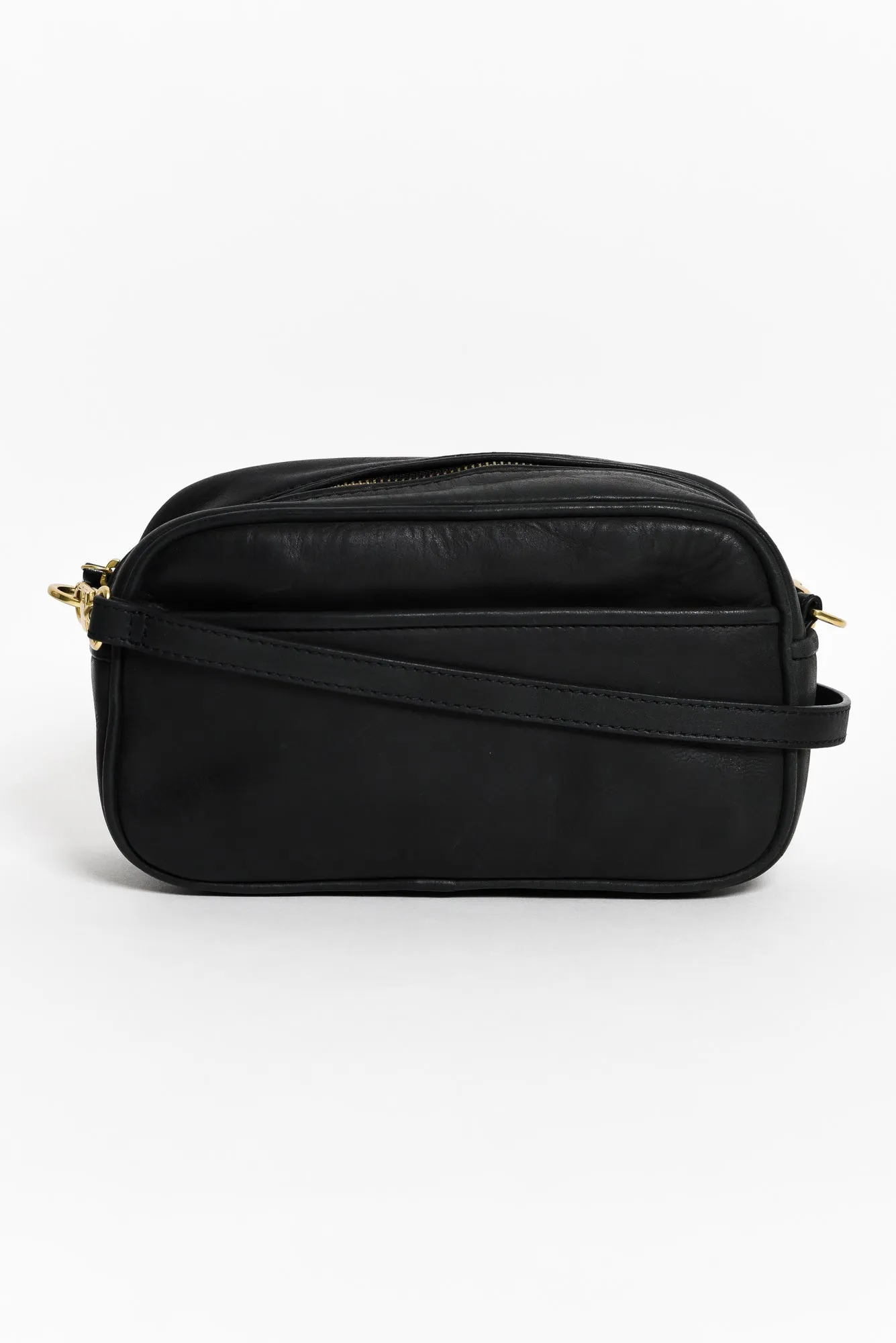 Opera Black Leather Crossbody Bag