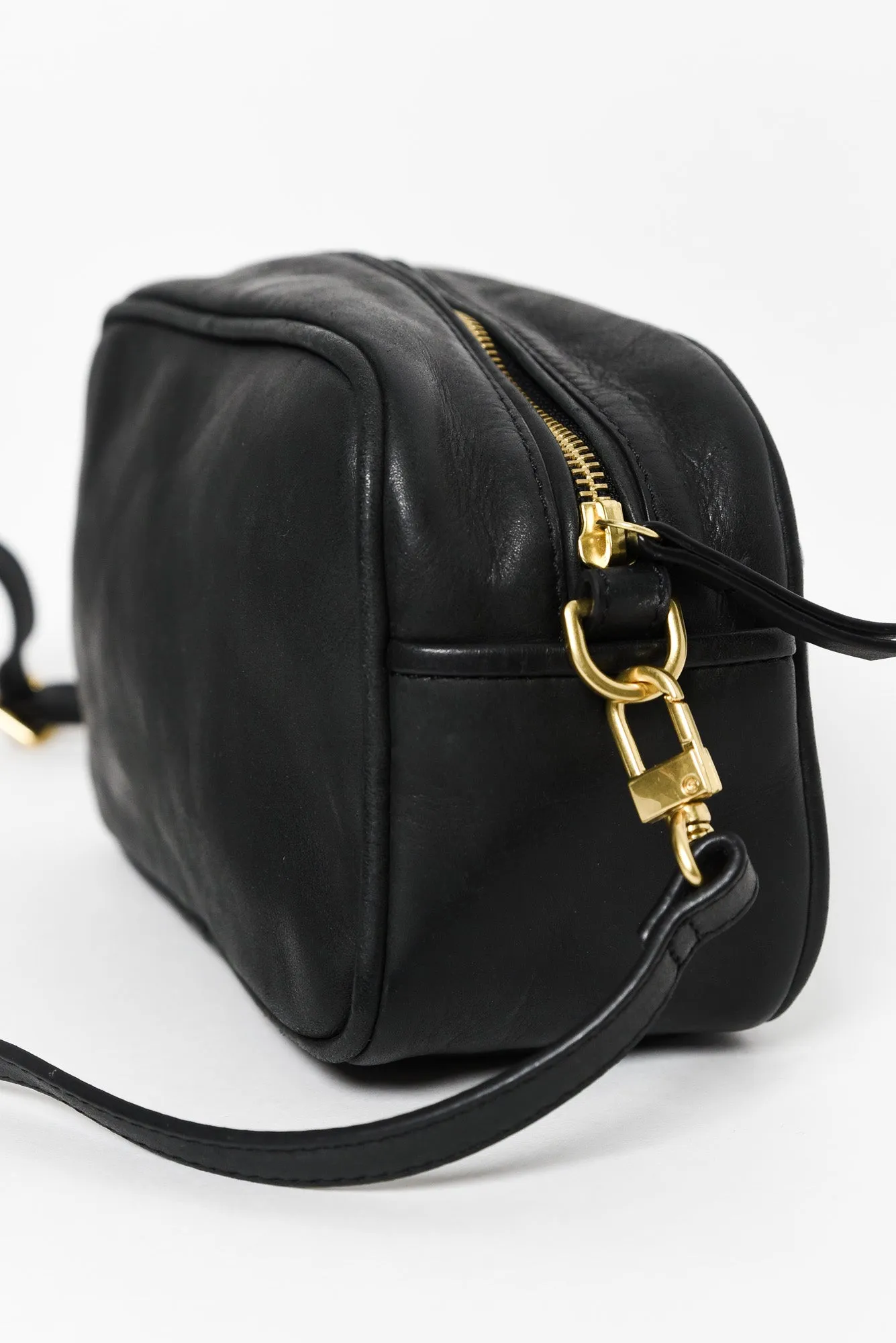 Opera Black Leather Crossbody Bag