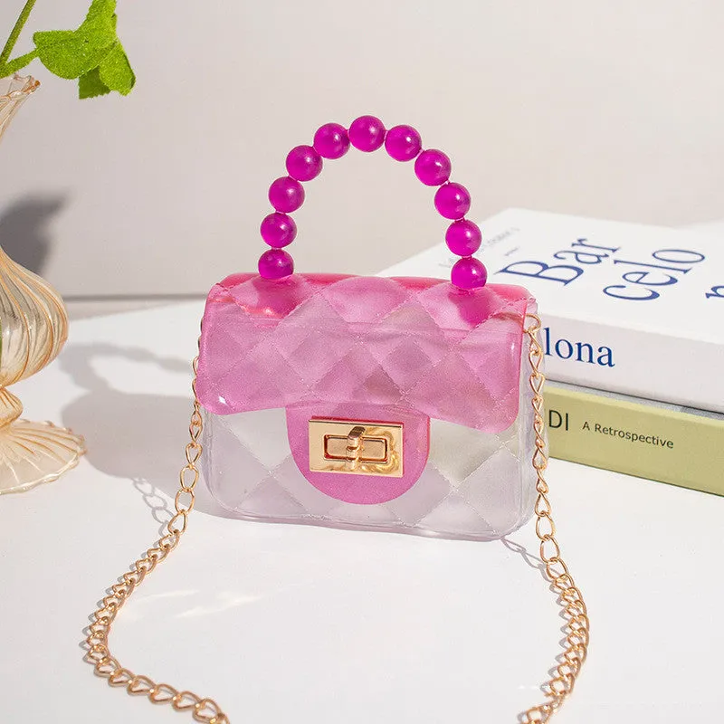 Pearl Handle Transparent Jelly Bag – Stylish & Vibrant Mini Handbag