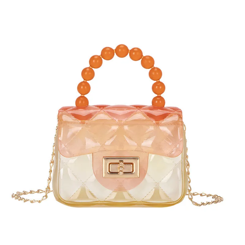 Pearl Handle Transparent Jelly Bag – Stylish & Vibrant Mini Handbag