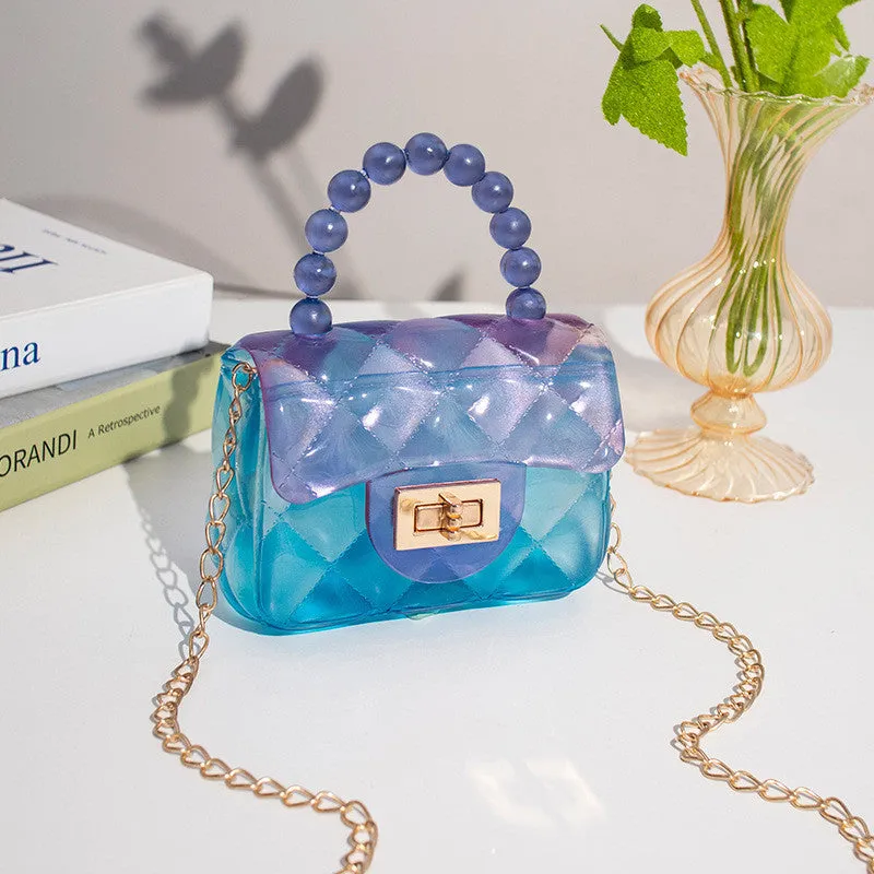 Pearl Handle Transparent Jelly Bag – Stylish & Vibrant Mini Handbag