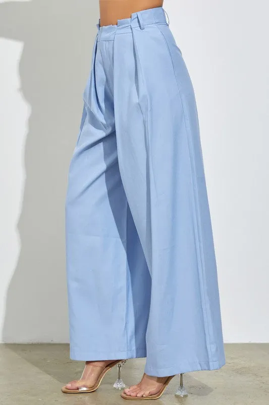 Periwinkle Paper Bag Wide Leg Pants