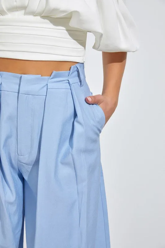 Periwinkle Paper Bag Wide Leg Pants