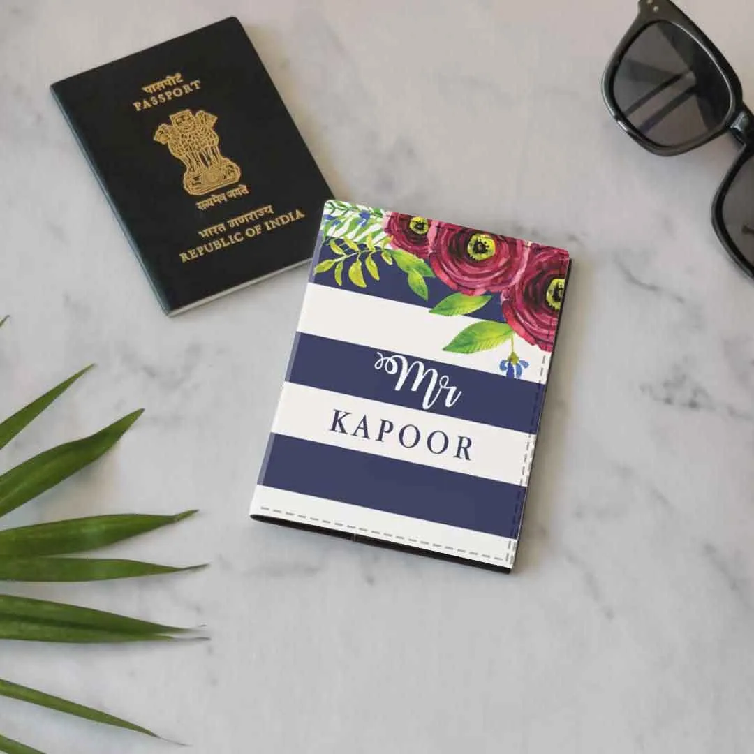 Personalize Couples Mr & Mrs Passport Cover with Luggage Tag Gift Set