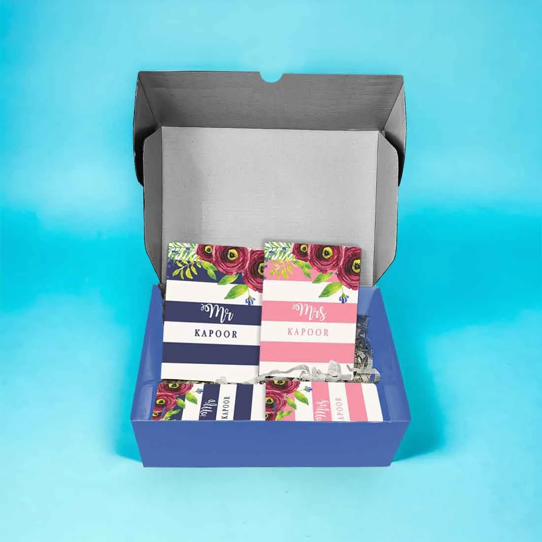 Personalize Couples Mr & Mrs Passport Cover with Luggage Tag Gift Set