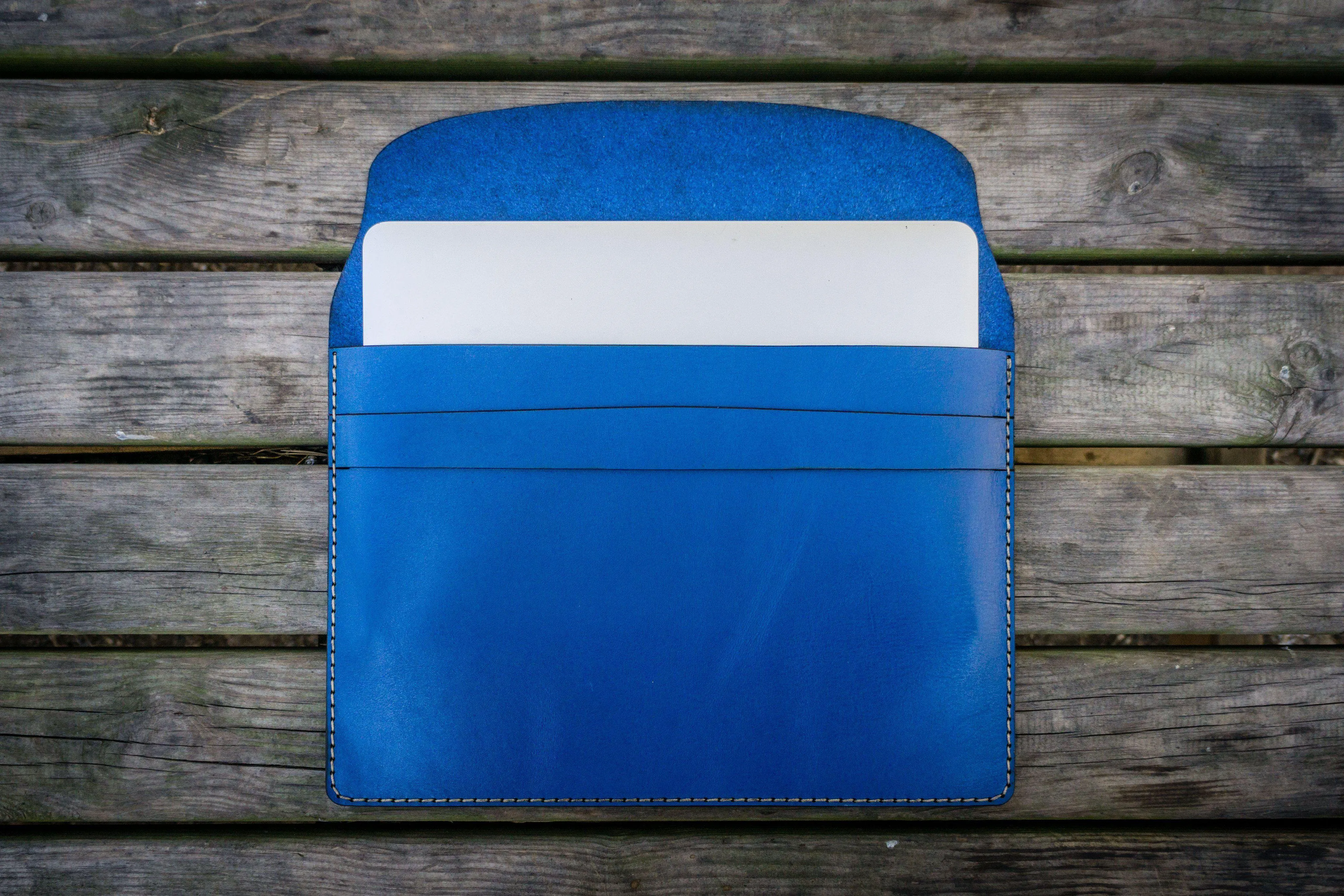 Personalized Leather MacBook Sleeves - Blue