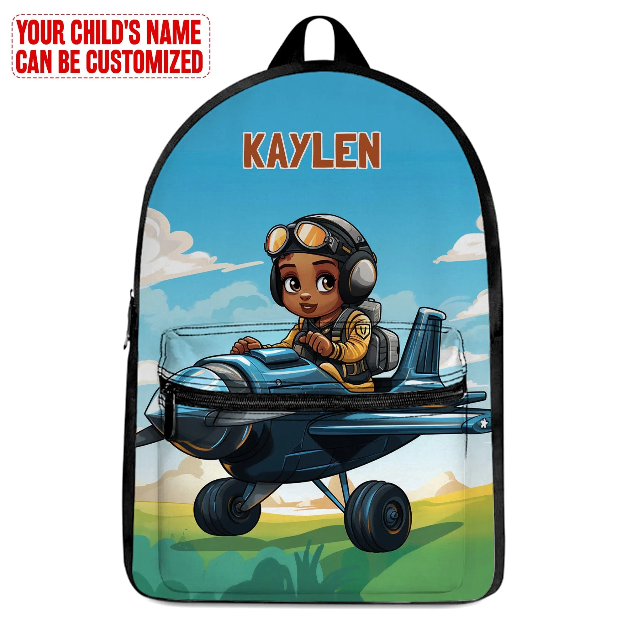 Personalized Little Afro Pilot Kid Backpack